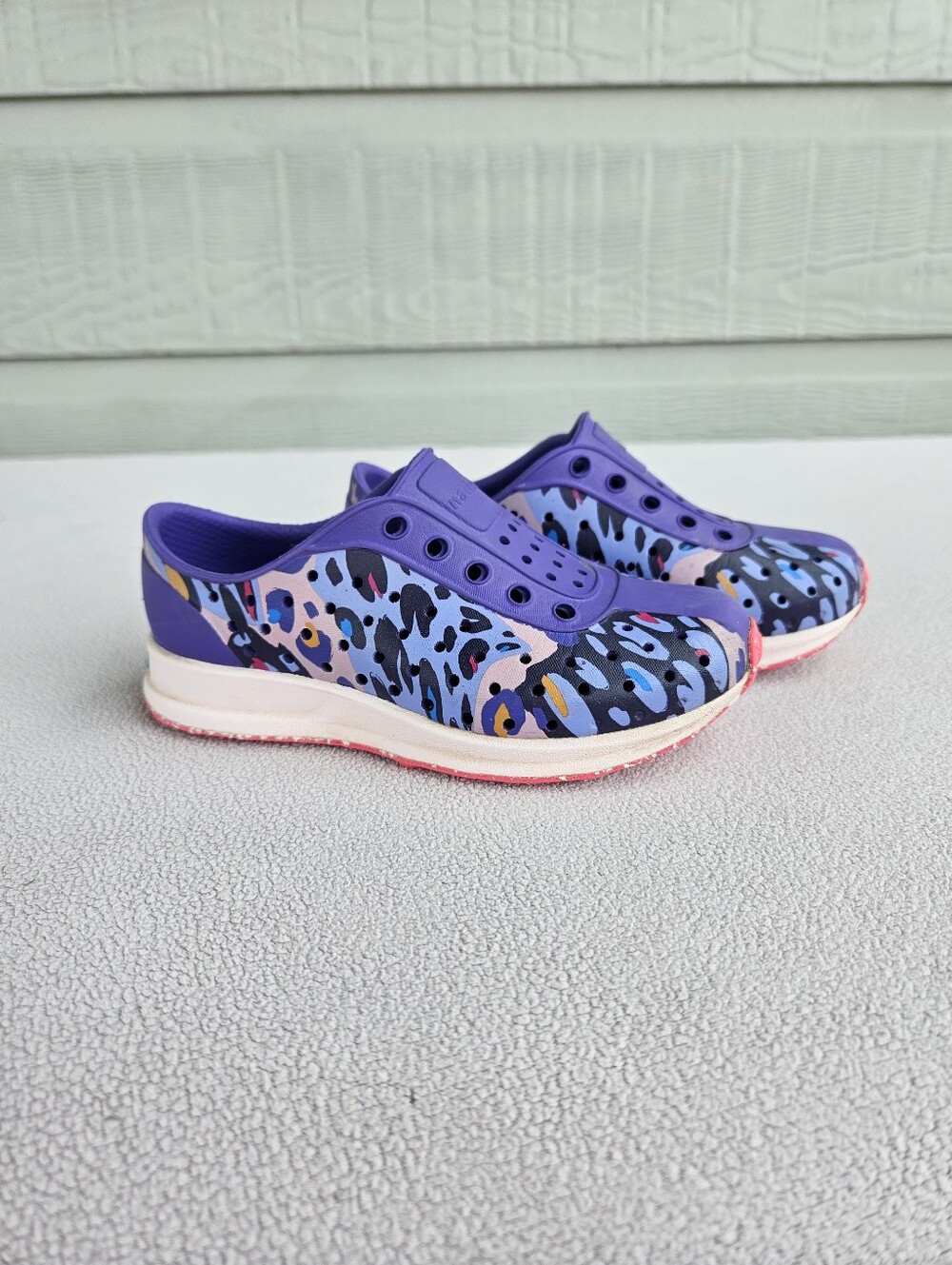 Native Robbie Toddler SZ C9 Purple Cheetah Print Slip-On Water Shoes Sugarlite